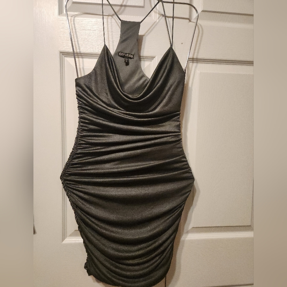 Express ruched dress with cowlneck